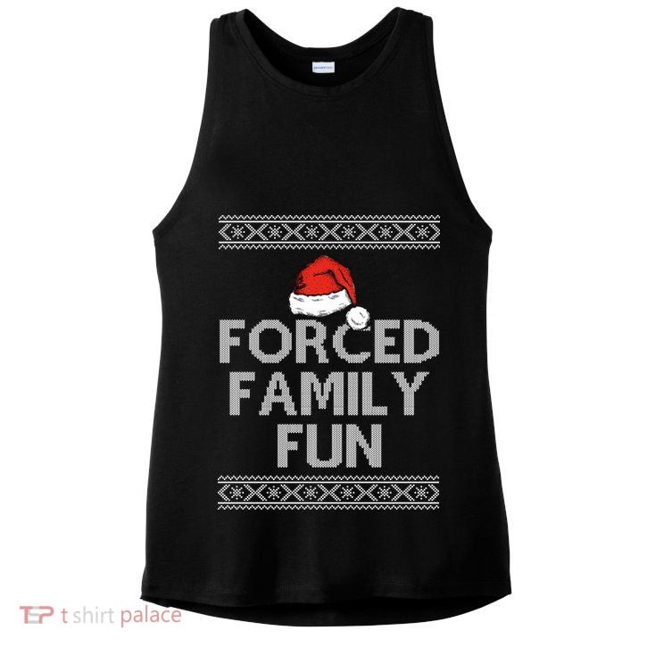 Forced Family Fun Funny Ugly Christmas Holiday Ladies PosiCharge Tri-Blend Wicking Tank