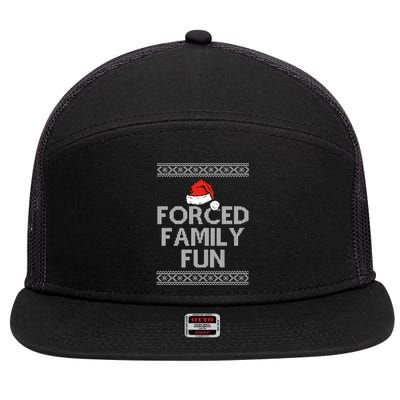 Forced Family Fun Funny Ugly Christmas Holiday 7 Panel Mesh Trucker Snapback Hat