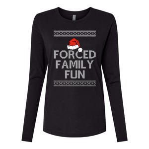 Forced Family Fun Funny Ugly Christmas Holiday Womens Cotton Relaxed Long Sleeve T-Shirt