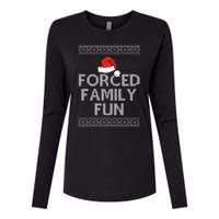 Forced Family Fun Funny Ugly Christmas Holiday Womens Cotton Relaxed Long Sleeve T-Shirt