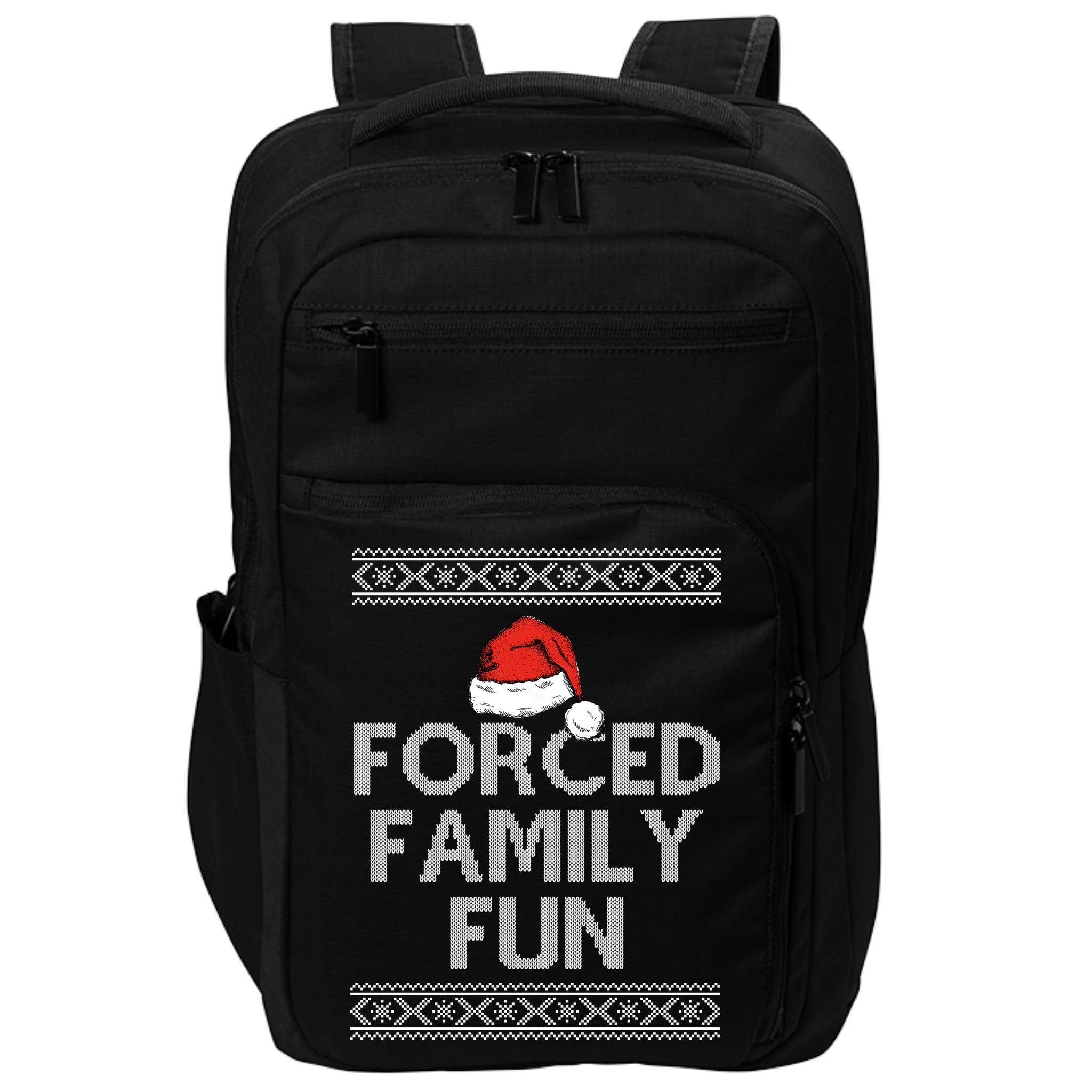 Forced Family Fun Funny Ugly Christmas Holiday Impact Tech Backpack