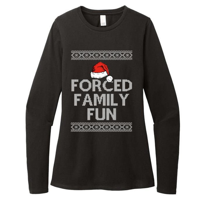 Forced Family Fun Funny Ugly Christmas Holiday Womens CVC Long Sleeve Shirt