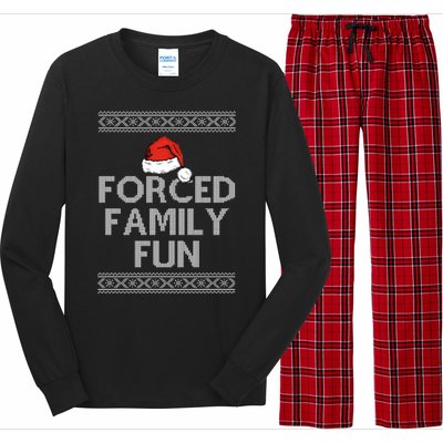 Forced Family Fun Funny Ugly Christmas Holiday Long Sleeve Pajama Set