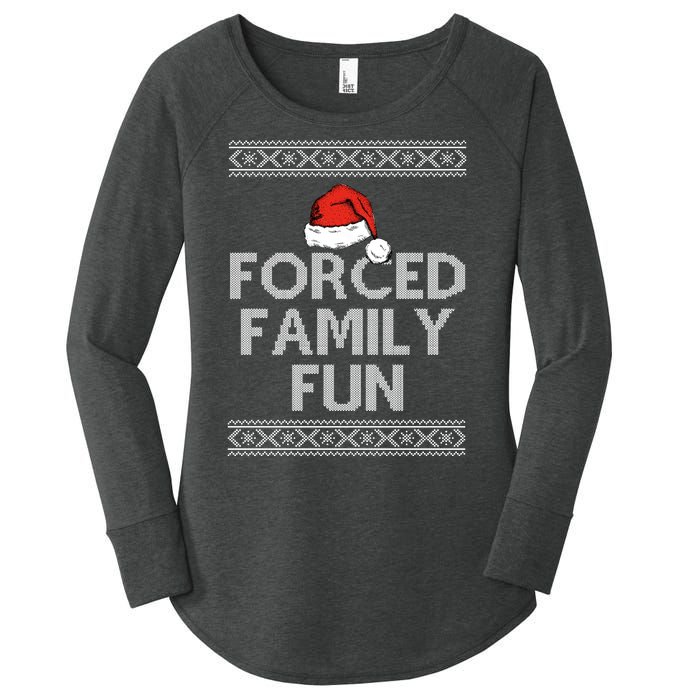 Forced Family Fun Funny Ugly Christmas Holiday Women's Perfect Tri Tunic Long Sleeve Shirt