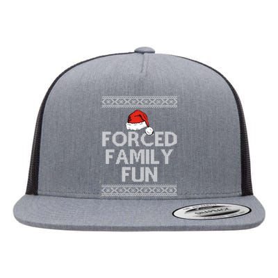 Forced Family Fun Funny Ugly Christmas Holiday Flat Bill Trucker Hat