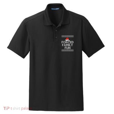 Forced Family Fun Funny Ugly Christmas Holiday Dry Zone Grid Polo