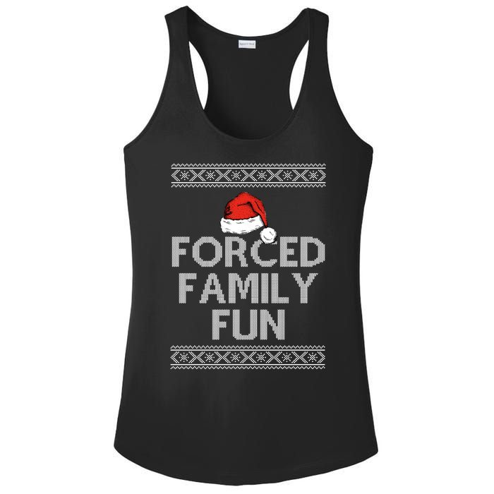 Forced Family Fun Funny Ugly Christmas Holiday Ladies PosiCharge Competitor Racerback Tank