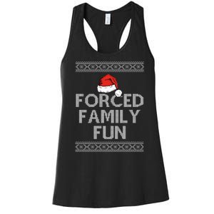 Forced Family Fun Funny Ugly Christmas Holiday Women's Racerback Tank