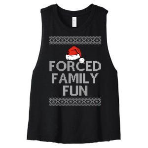 Forced Family Fun Funny Ugly Christmas Holiday Women's Racerback Cropped Tank