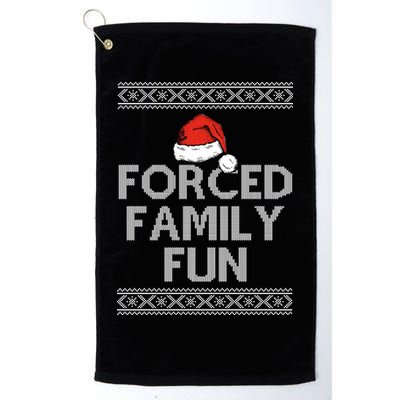 Forced Family Fun Funny Ugly Christmas Holiday Golf Towel