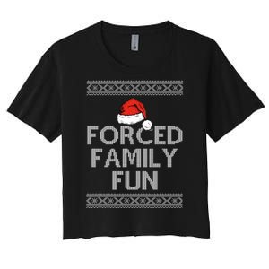 Forced Family Fun Funny Ugly Christmas Holiday Women's Crop Top Tee