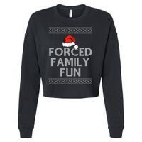 Forced Family Fun Funny Ugly Christmas Holiday Cropped Pullover Crew