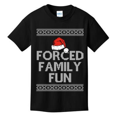 Forced Family Fun Funny Ugly Christmas Holiday Kids T-Shirt