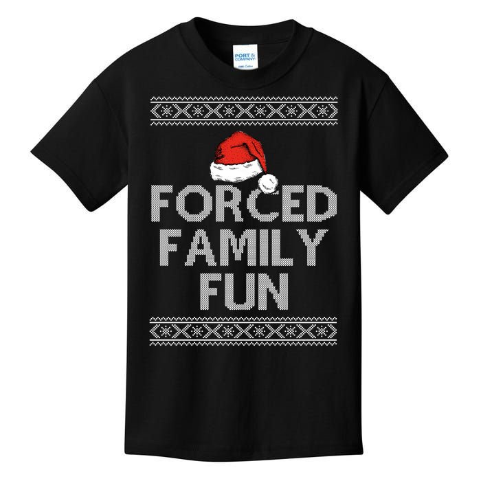 Forced Family Fun Funny Ugly Christmas Holiday Kids T-Shirt