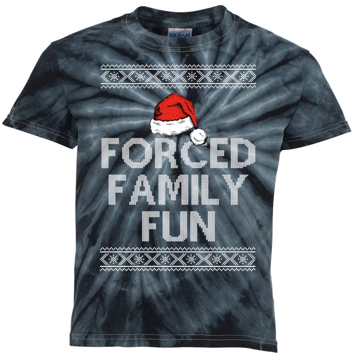 Forced Family Fun Funny Ugly Christmas Holiday Kids Tie-Dye T-Shirt