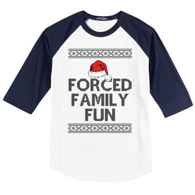 Forced Family Fun Funny Ugly Christmas Holiday Baseball Sleeve Shirt