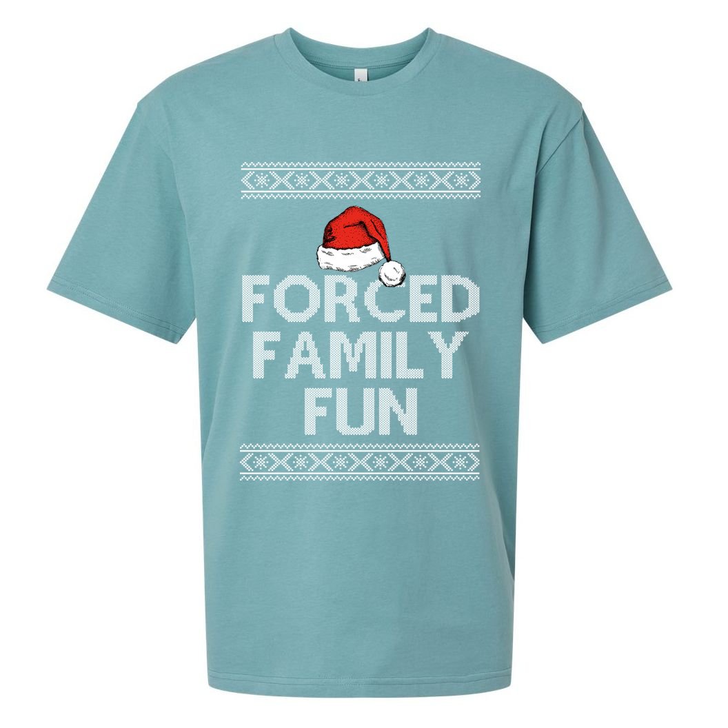 Forced Family Fun Funny Ugly Christmas Holiday Sueded Cloud Jersey T-Shirt