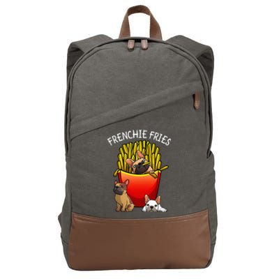 Funny Frenchie Fries French Bulldog Lover Cotton Canvas Backpack