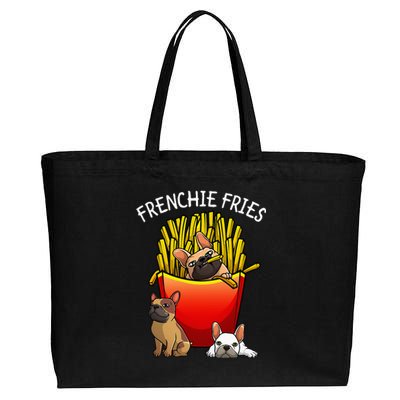 Funny Frenchie Fries French Bulldog Lover Cotton Canvas Jumbo Tote