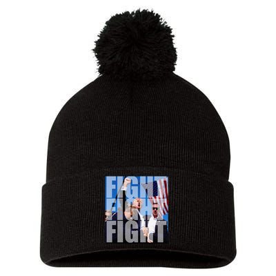 Fight Fight Fight For Donald Trump 2024 Usa Election Voting Pom Pom 12in Knit Beanie