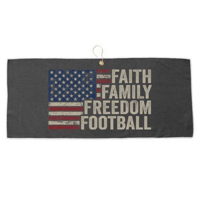 Faith Family Freedom Football Vintage American Flag Player Large Microfiber Waffle Golf Towel