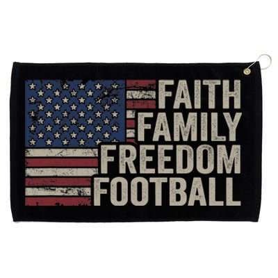 Faith Family Freedom Football Vintage American Flag Player Grommeted Golf Towel