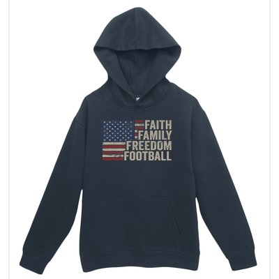 Faith Family Freedom Football Vintage American Flag Player Urban Pullover Hoodie