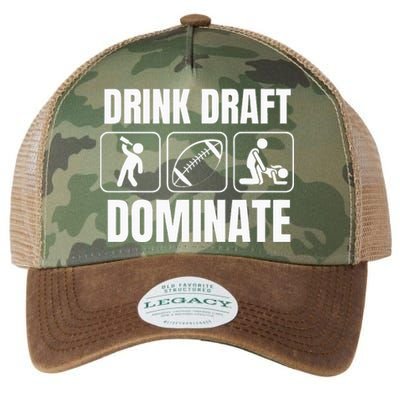 Funny Fantasy Football Drink Draft Dominate Legacy Tie Dye Trucker Hat