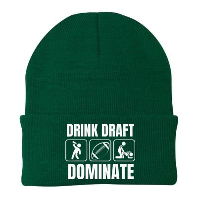 Funny Fantasy Football Drink Draft Dominate Knit Cap Winter Beanie