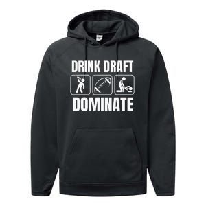 Funny Fantasy Football Drink Draft Dominate Performance Fleece Hoodie