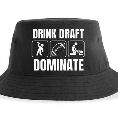 Funny Fantasy Football Drink Draft Dominate Sustainable Bucket Hat