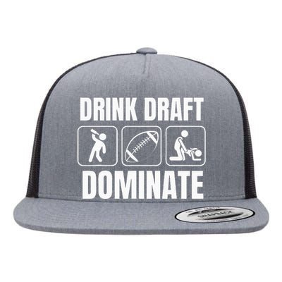 Funny Fantasy Football Drink Draft Dominate Flat Bill Trucker Hat