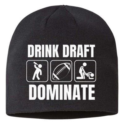 Funny Fantasy Football Drink Draft Dominate Sustainable Beanie