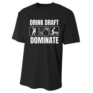 Funny Fantasy Football Drink Draft Dominate Performance Sprint T-Shirt