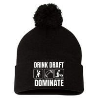 Funny Fantasy Football Drink Draft Dominate Pom Pom 12in Knit Beanie