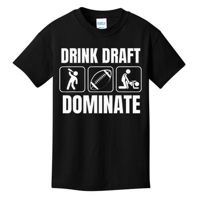 Funny Fantasy Football Drink Draft Dominate Kids T-Shirt