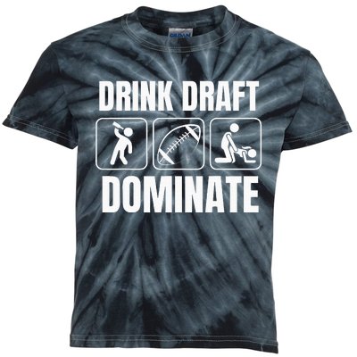 Funny Fantasy Football Drink Draft Dominate Kids Tie-Dye T-Shirt