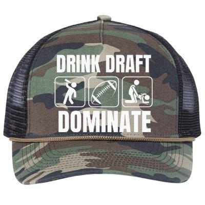 Funny Fantasy Football Drink Draft Dominate Retro Rope Trucker Hat Cap