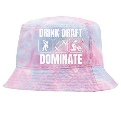 Funny Fantasy Football Drink Draft Dominate Tie-Dyed Bucket Hat