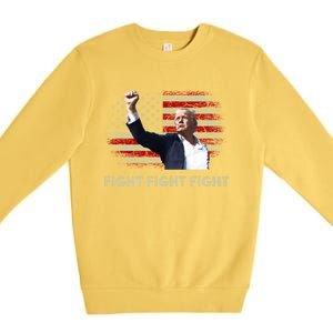 Fight Fight Fight Trump 2024 American Flag Shoot At Rally Cute Gift Premium Crewneck Sweatshirt