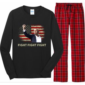 Fight Fight Fight Trump 2024 American Flag Shoot At Rally Cute Gift Long Sleeve Pajama Set