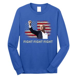 Fight Fight Fight Trump 2024 American Flag Shoot At Rally Cute Gift Long Sleeve Shirt