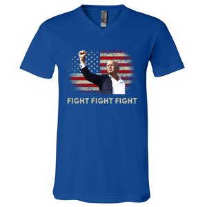 Fight Fight Fight Trump 2024 American Flag Shoot At Rally Cute Gift V-Neck T-Shirt