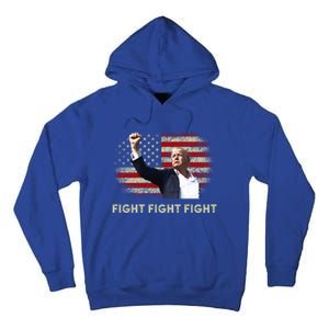 Fight Fight Fight Trump 2024 American Flag Shoot At Rally Cute Gift Tall Hoodie