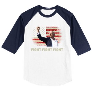 Fight Fight Fight Trump 2024 American Flag Shoot At Rally Cute Gift Baseball Sleeve Shirt