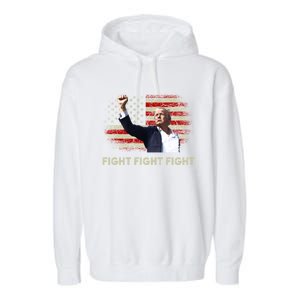 Fight Fight Fight Trump 2024 American Flag Shoot At Rally Cute Gift Garment-Dyed Fleece Hoodie