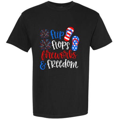 Flip Flops Fireworks And Freedom 4th Of July Us Flag Garment-Dyed Heavyweight T-Shirt