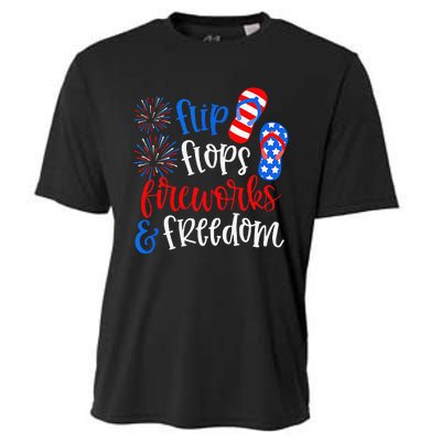 Flip Flops Fireworks And Freedom 4th Of July Us Flag Cooling Performance Crew T-Shirt