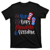 Flip Flops Fireworks And Freedom 4th Of July Us Flag T-Shirt