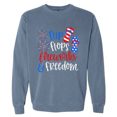 Flip Flops Fireworks And Freedom 4th Of July Us Flag Garment-Dyed Sweatshirt